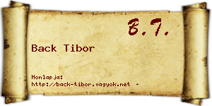 Back Tibor névjegykártya